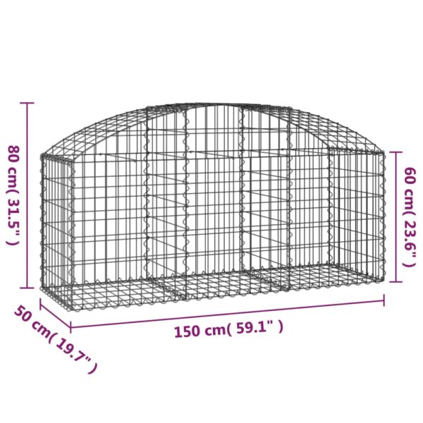 Gabion bågformad 150x50x60/80 cm galvaniserat järn - Bild 5