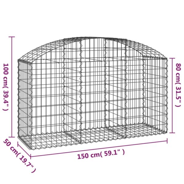 Gabion bågformad 150x50x80/100 cm galvaniserat järn - Bild 5