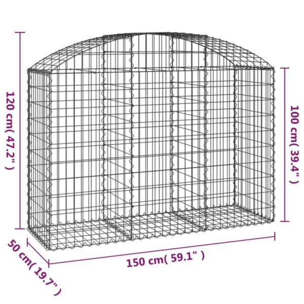 Gabion bågformad 150x50x100/120 cm galvaniserat järn - Bild 5