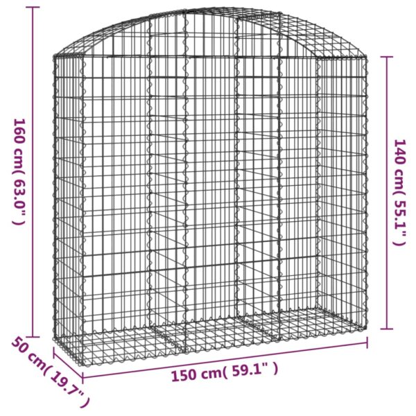 Gabion bågformad 150x50x140/160 cm galvaniserat järn - Bild 5