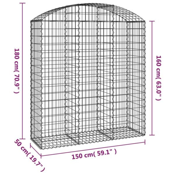 Gabion bågformad 150x50x160/180 cm galvaniserat järn - Bild 5