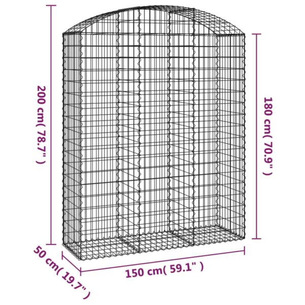 Gabion bågformad 150x50x180/200 cm galvaniserat järn - Bild 5