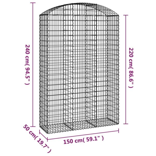 Gabion bågformad 150x50x220/240 cm galvaniserat järn - Bild 5