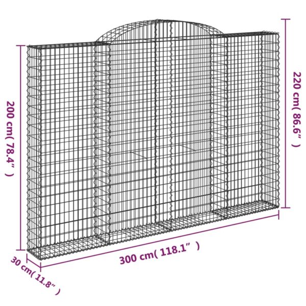 Gabion bågformad 300x30x200/220 cm galvaniserat järn - Bild 5