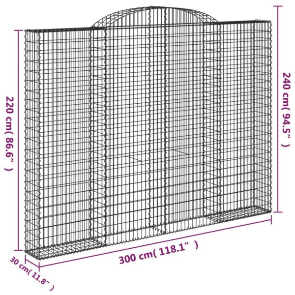 Gabion bågformad 300x30x220/240 cm galvaniserat järn - Bild 5