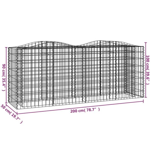 Gabion bågformad 200x50x100 cm galvaniserat järn - Bild 5