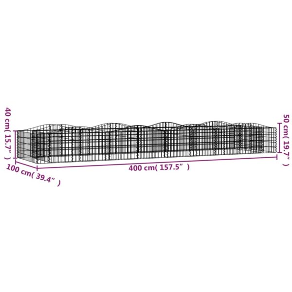 Upphöjd planteringsgabion 400x100x50 cm galvaniserat järn - Bild 5