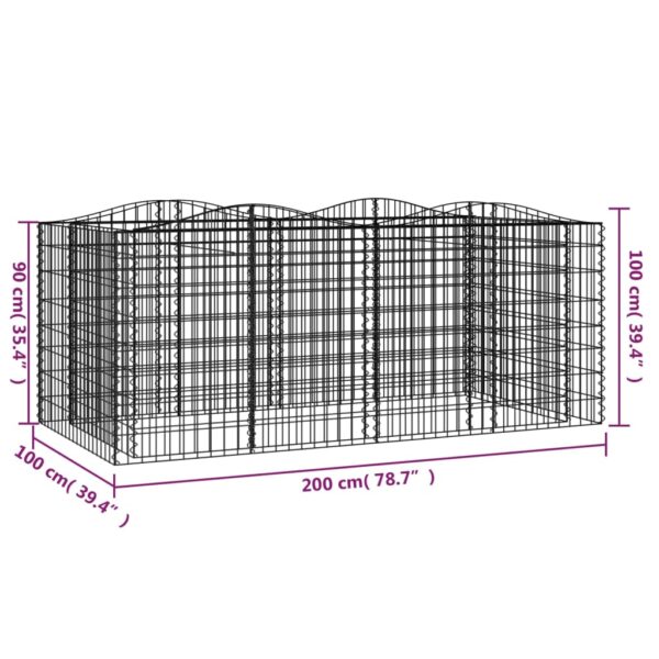 Upphöjd planteringsgabion 200x100x100 cm galvaniserat järn - Bild 5