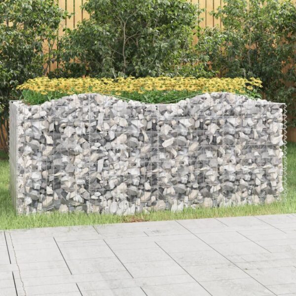 Upphöjd planteringsgabion 200x100x100 cm galvaniserat järn