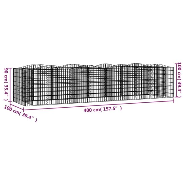 Upphöjd planteringsgabion 400x100x100 cm galvaniserat järn - Bild 5