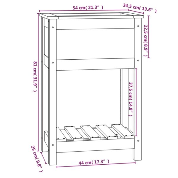 Odlingslåda med hylla 54x34,5x81 cm massiv furu - Bild 8