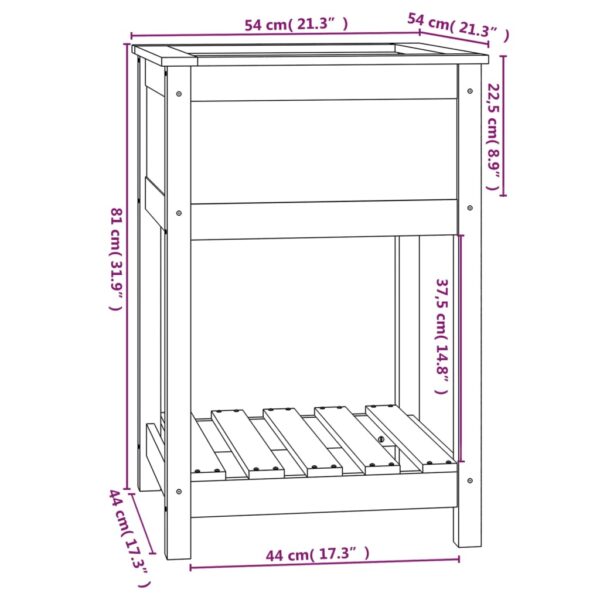 Odlingslåda med hylla 54x54x81 cm massiv furu - Bild 8