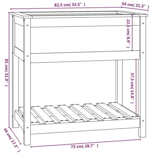 Odlingslåda med hylla 82,5x54x81 cm massiv furu - Bild 8