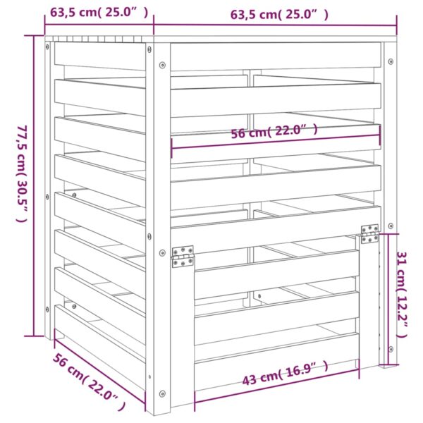 Kompostlåda vit 63,5x63,5x77,5 cm massiv furu - Bild 10