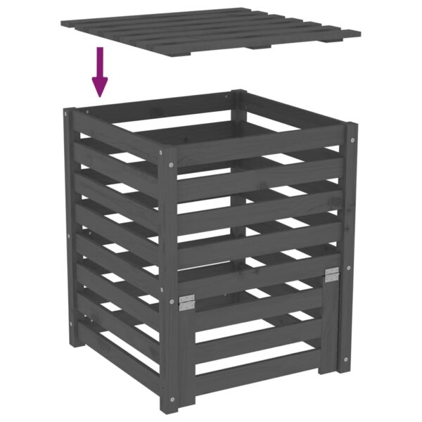 Kompostlåda Grå 63,5x63,5x77,5 cm massiv furu - Bild 8