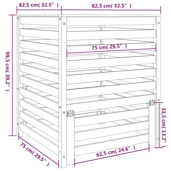 Kompostlåda vit 82,5x82,5x99,5 cm massiv furu - Bild 10