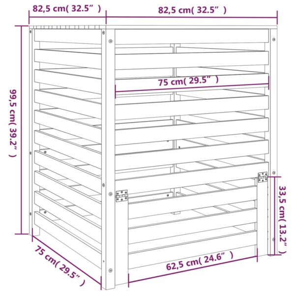 Kompostlåda grå 82,5x82,5x99,5 cm massiv furu - Bild 10