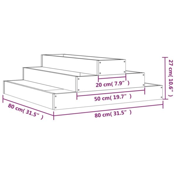 Odlingslåda svart 80x80x27 cm massiv furu - Bild 7