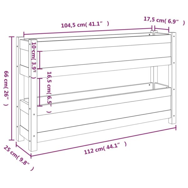 Odlingslåda honungsbrun 112x25x66 cm massiv furu - Bild 9