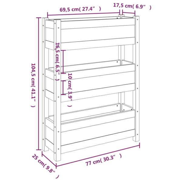 Odlingslåda vit 77x25x104,5 cm massiv furu - Bild 9