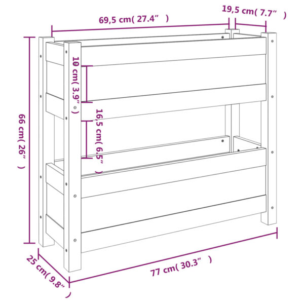 Odlingslåda vit 77x25x66 cm massiv furu - Bild 9