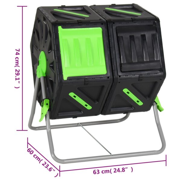 Roterande kompost dubbla kammare 63x60x74 cm 140L polypropen - Bild 9