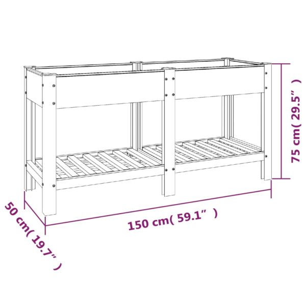 Upphöjd odlingslåda grå 150x50x75 cm WPC - Bild 7