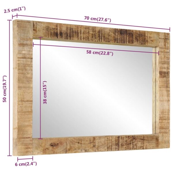 Spegel 70x50 cm massivt mangoträ och glas - Bild 9