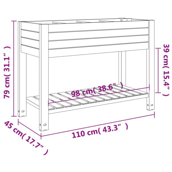 Upphöjd odlingslåda vit 110x45x79 cm polypropen - Bild 7