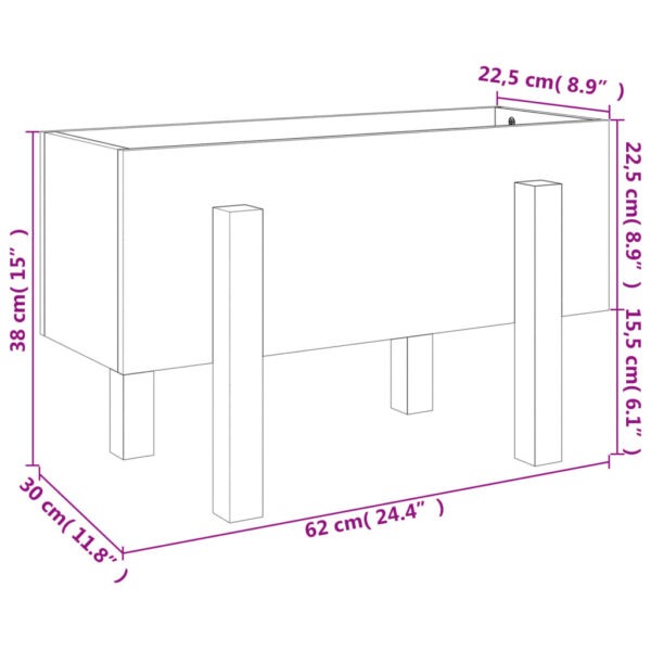 Odlingslåda 62x30x38 cm vit massiv furu - Bild 9