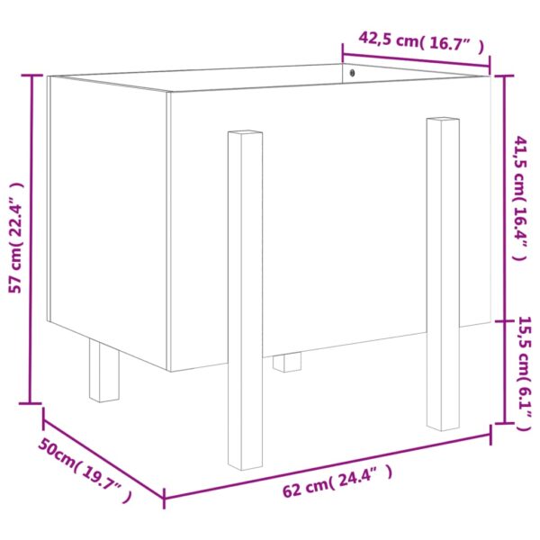 Odlingslåda 62x50x57 cm grå massiv furu - Bild 9