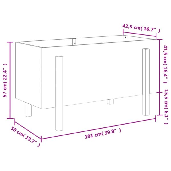 Odlingslåda på ben 101x50x57 cm honungsbrun massiv furu - Bild 9