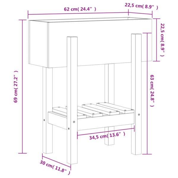 Odlingslåda 62x30x69 cm svart massiv furu - Bild 9