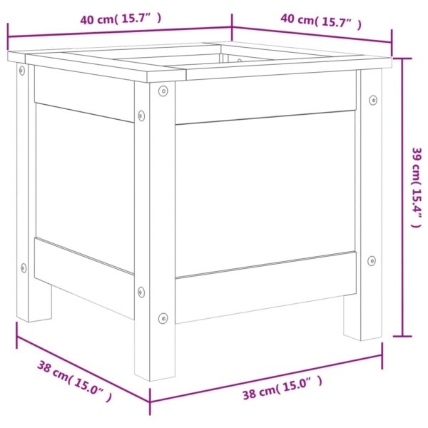 Odlingslåda 40x40x39 cm vit massiv furu - Bild 9