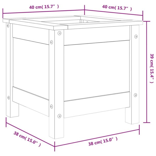 Odlingslåda 40x40x39 cm svart massiv furu - Bild 9