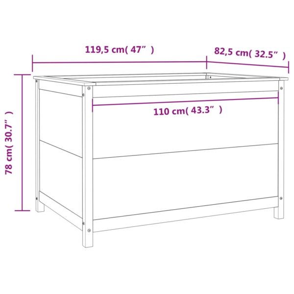 Odlingslåda på ben 119,5x82,5x78 cm massiv furu - Bild 9