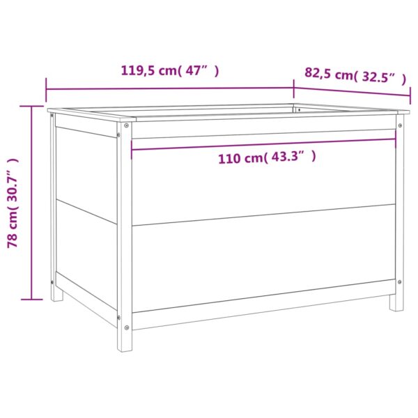 Odlingslåda på ben 119,5x82,5x78 cm vit massiv furu - Bild 9