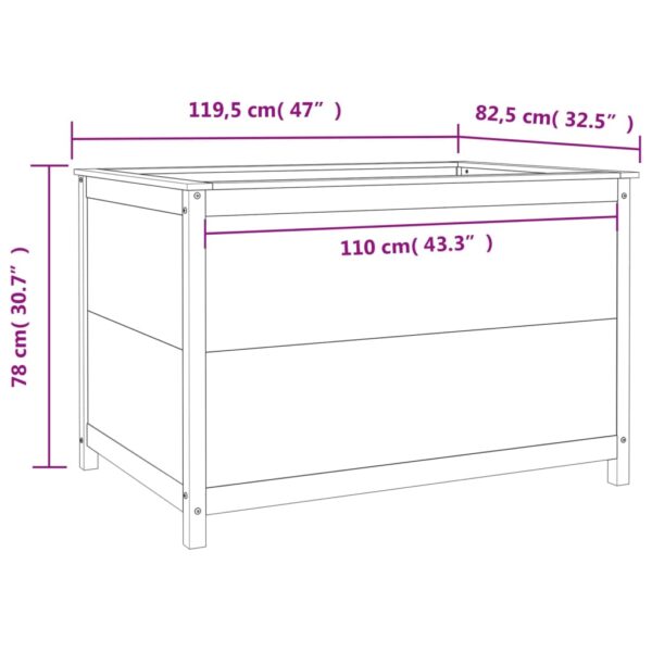 Odlingslåda på ben 119,5x82,5x78 cm grå massiv furu - Bild 9