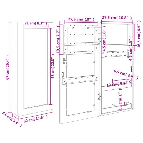 Spegelskåp vit fristående 30x8,5x67 cm - Bild 11