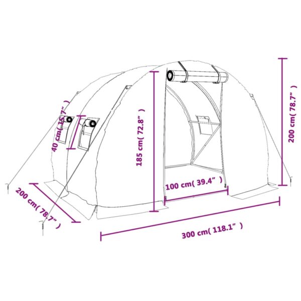 Växthus med stålram grön 6 m² 3x2x2 m - Bild 12