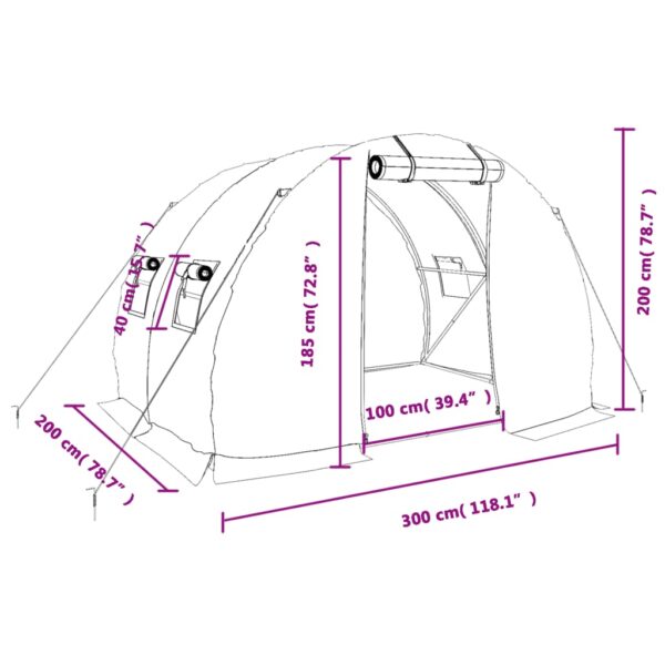 Växthus med stålram vit 6 m² 3x2x2 m - Bild 12