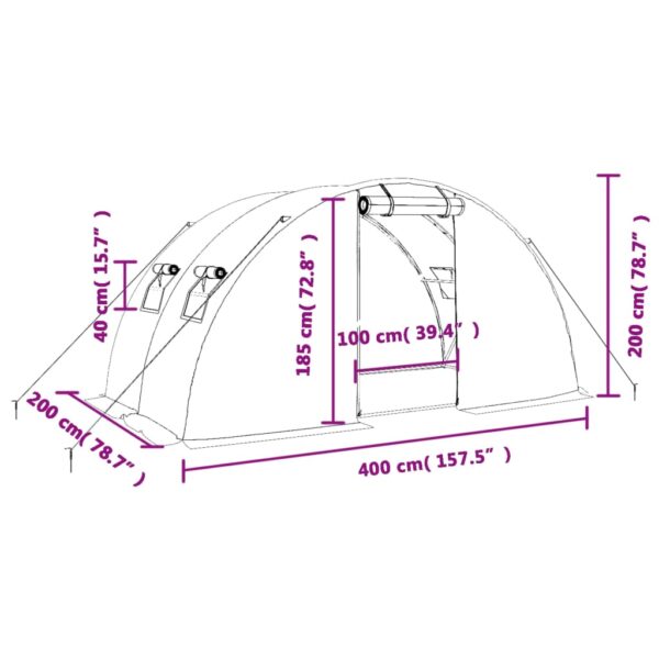 Växthus med stålram grön 8 m² 4x2x2 m - Bild 12