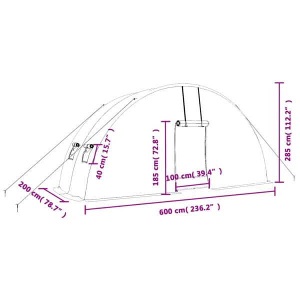 Växthus med stålram grön 12 m² 6x2x2,85 m - Bild 12