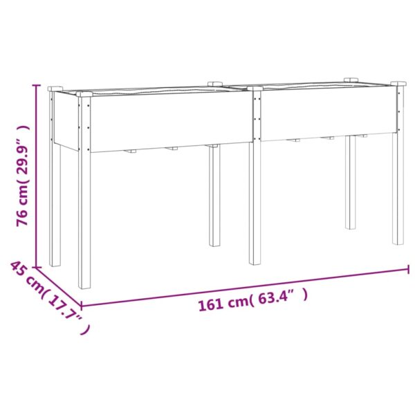 Odlingslåda med foder 161x45x76 cm massivt granträ - Bild 8