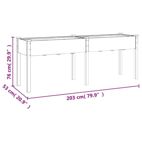 Odlingslåda med foder 203x53x76 cm massivt granträ - Bild 8