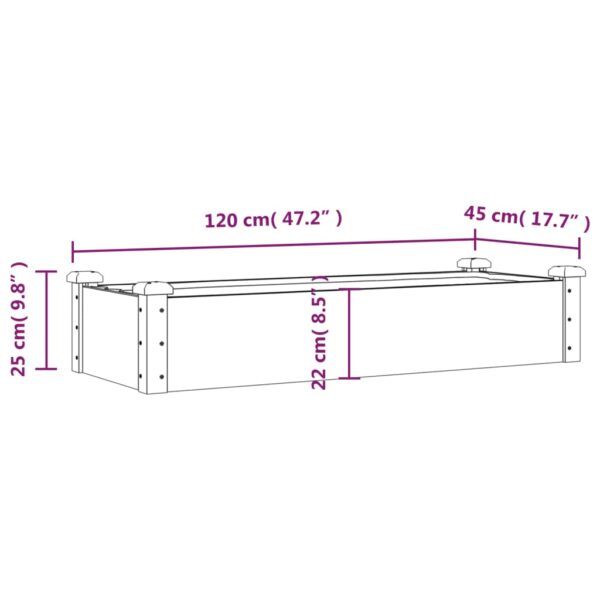 Odlingslåda med foder brun 120x45x25 cm massivt granträ - Bild 8