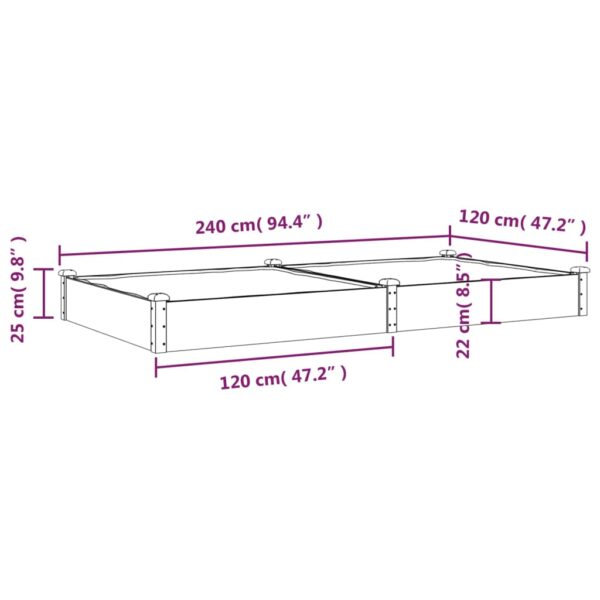 Odlingslåda med foder 240x120x25 cm massivt granträ - Bild 8