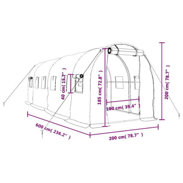 Växthus med stålram grön 12 m² 6x2x2 m - Bild 12