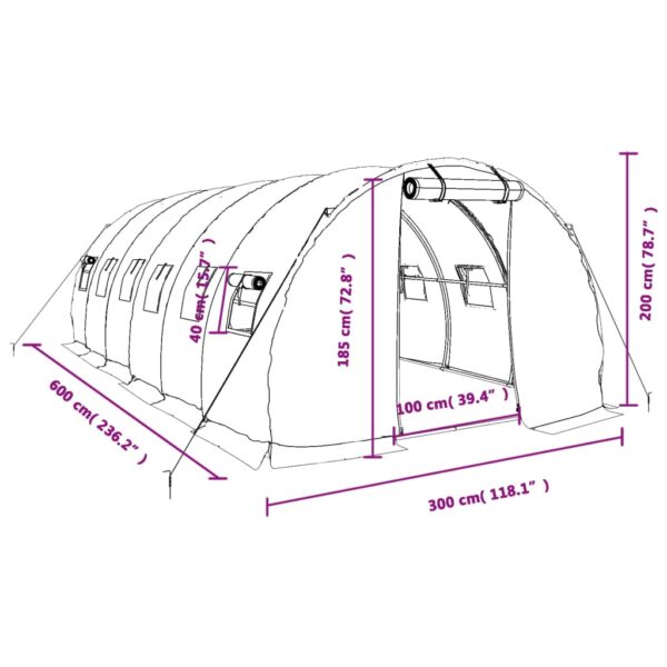 Växthus med stålram grön 18 m² 6x3x2 m - Bild 12