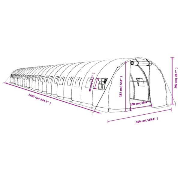 Växthus med stålram vit 72 m² 24x3x2 m - Bild 12